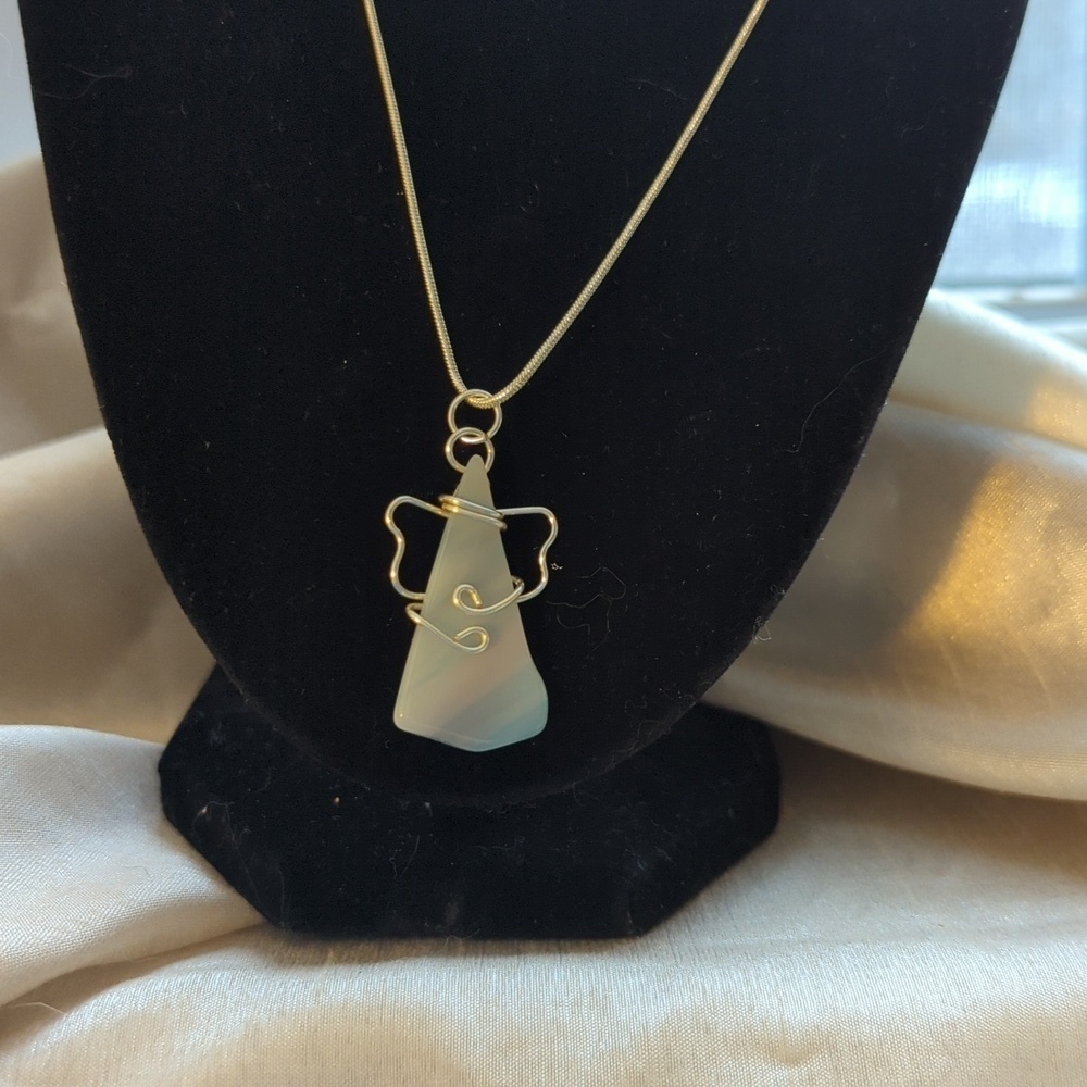 😇 Artisan made 925 sterling angle blue December birthstone necklace